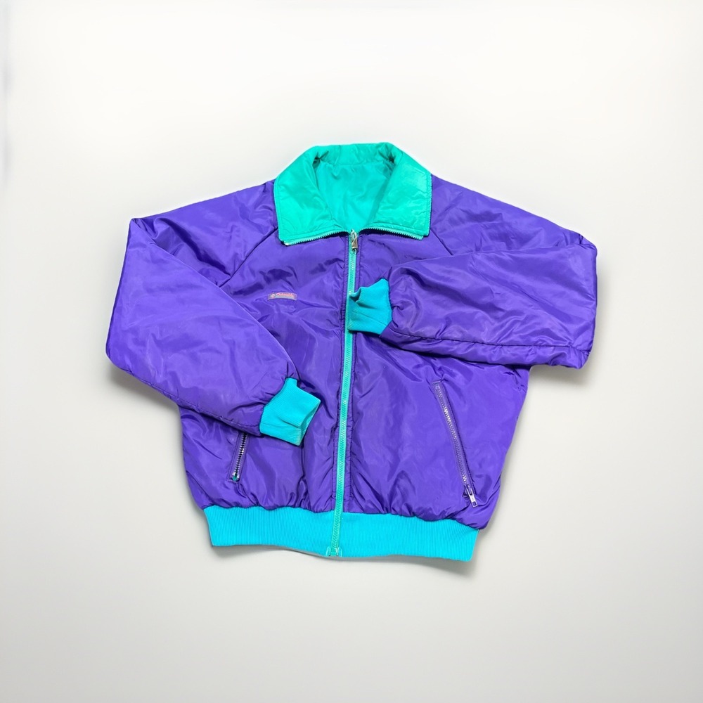 Vintage Y2K Columbia Reversible Jacket Men L L Purple Green Thinsulate 3M Zip